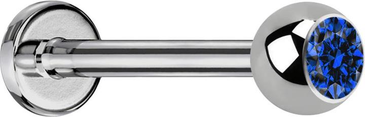 Produktbild Star Piercing Micro Labret silber mit Kugel und Kristall dunkelblau (ohne Messing, Titan G23)