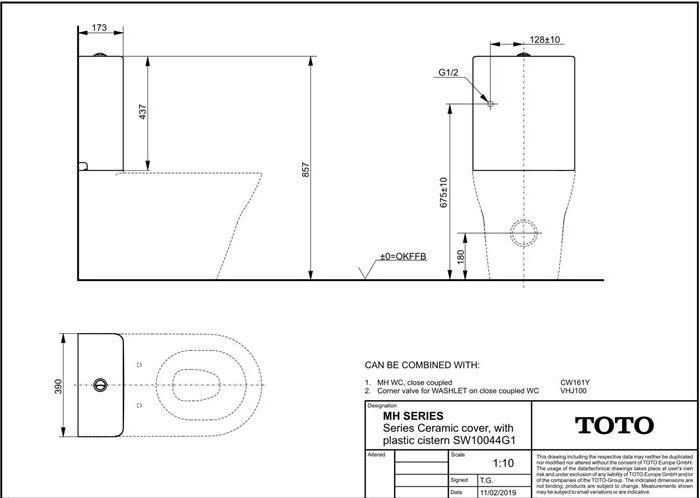 Actual product image TOTO MH plastic cistern u ceramic bonnet m 3 l/4,8 l flushing white