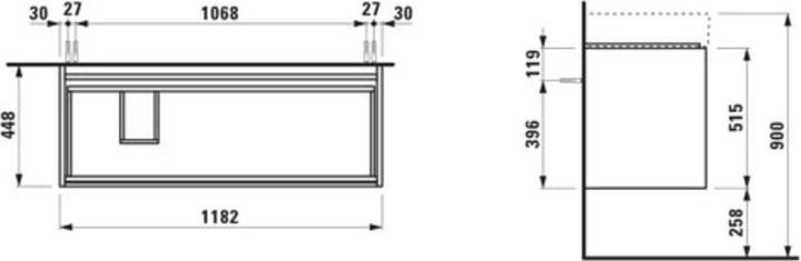 Produktbild Laufen Lani für Kartell Waschtischunterbau, 2 Schubladen, 1180x450x515mm, zu H813332, H403972112