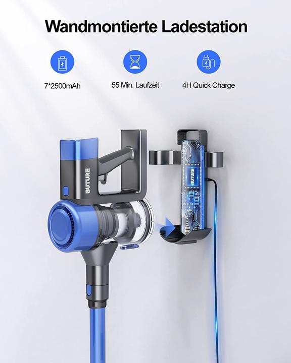 Produktbild BuTure Akku Staubsauger 400W Blau und Grau