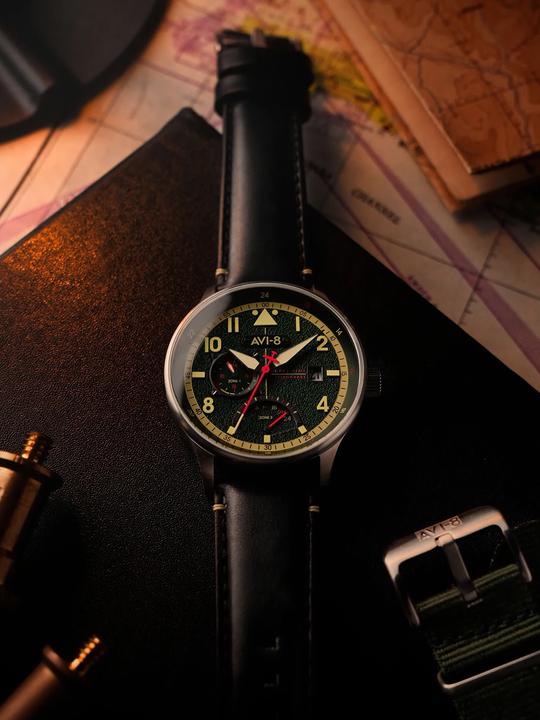 Actual product image AVI-8 AV-4101-0A Hawker Hurricane McKellar Dual Time (Pilot watch)