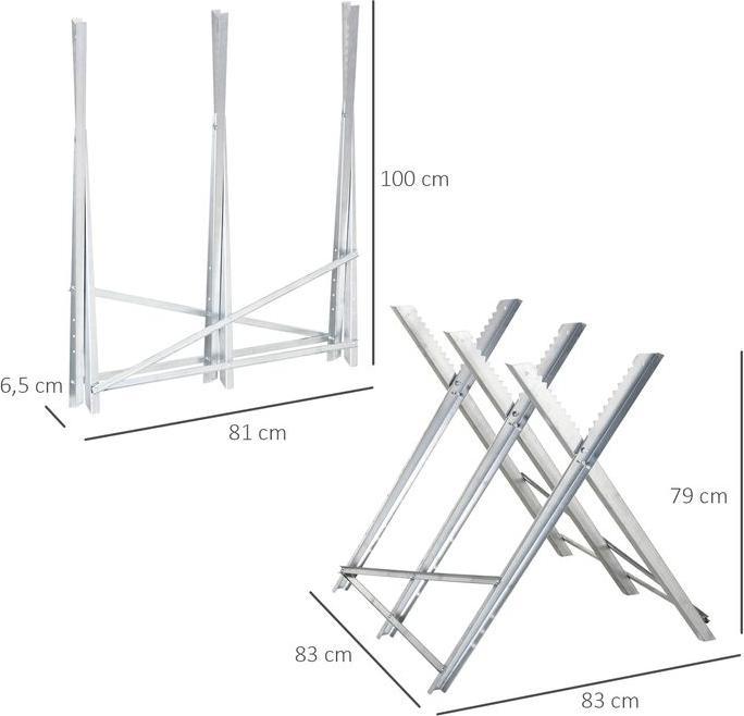 Immagine prodotto Swisshandel24 Cavalletto pieghevole per motosega Telaio per legna da ardere Metallo argento 83 x 83 x 79 cm (83 cm, 83 cm)