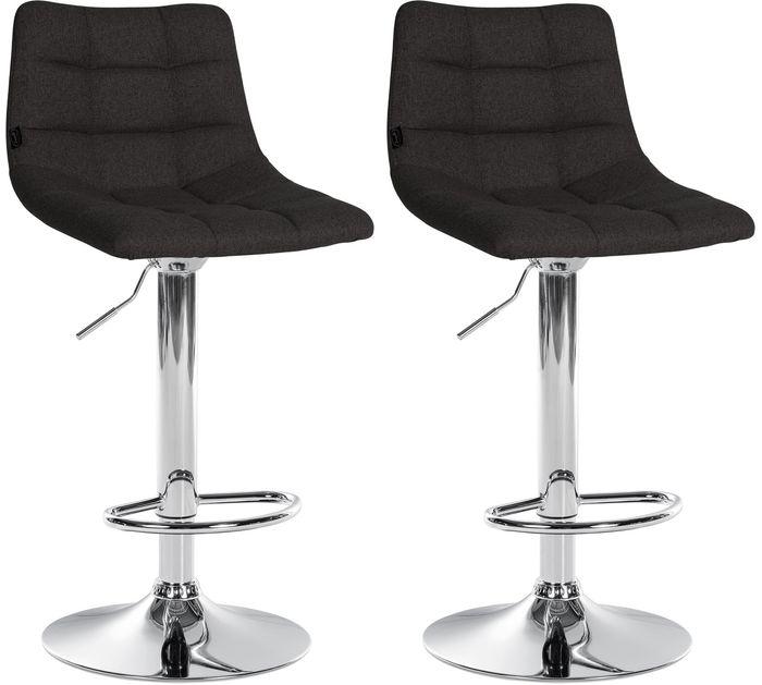 Swisshandel24 Set of 2 bar stools Jerry fabric chrome, black