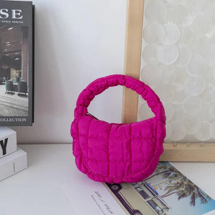 Produktbild Only-Bags.Store Mini-Tasche Gesteppter Kreis Telefon Purpur Elegant Lila Weiches Nylon Gepolstertes