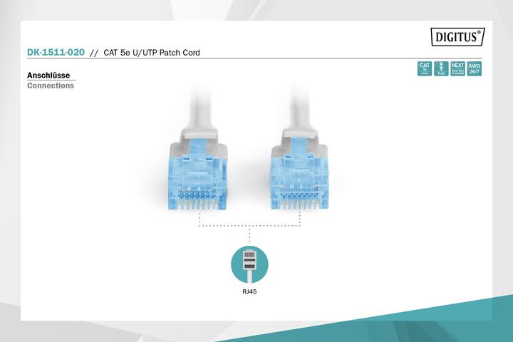 Actual product image Digitus CAT5e U-UTP Patchk.,2m, Gray (U/UTP, CAT5e, 2 m)