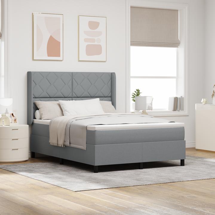 Produktbild VidaXL LED Boxspringbett mit Matratze Hellgrau 160x200 cm Stoff (160 x 200 cm, Federkern)