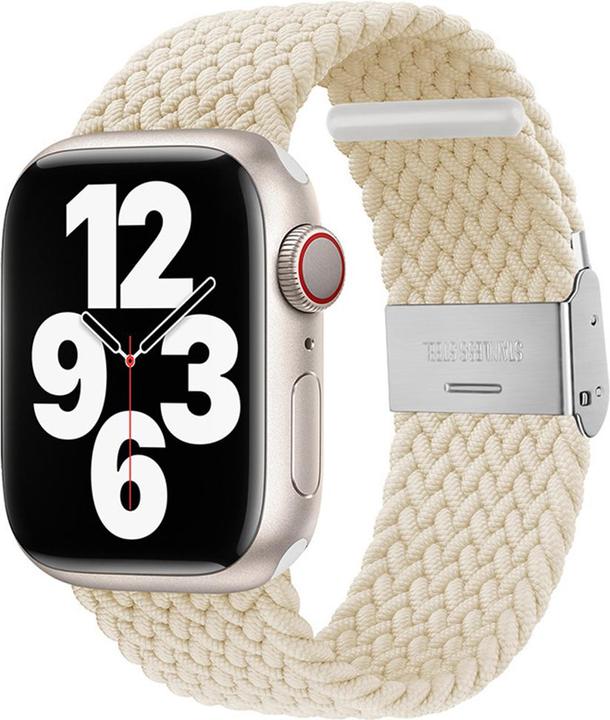 Produktbild Techsuit - Watchband (W032) - Apple Watch 1/2/3/4/5/6/7/8/9/10/SE/SE 2 (38/40/41/42mm) - Star Light (Textil, Nylon, Belüftung, Stahl)