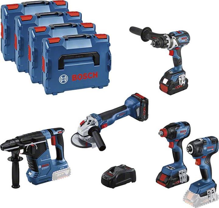 Bosch Professional Bosch 5 Tool Kit GSR+GDX+GWS+GBH+GDR (0.615.990.N32 + 0.601.9J2.105)