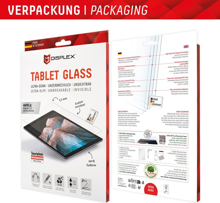 Image du produit Displex Tablet Glass, Tablet Schutzglas (1 pièce(s), iPad Air 13 2024 (M2), iPad Air 11 2025)