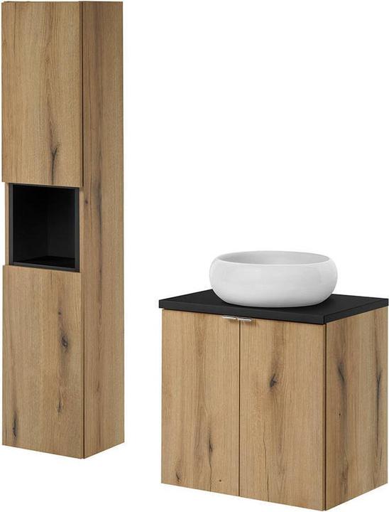 Immagine prodotto En.Casa Waschtischunterschrank Skelbolu 60x60x40cm Eicheoptik/Schwarz