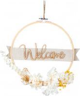IKO Holzkranz "Welcome" mit Blumendekoration zum Hänge