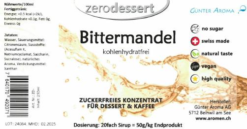 Nutritional values and ingredients Günter Aroma Bitter almond dessert (1 x 25 cl)