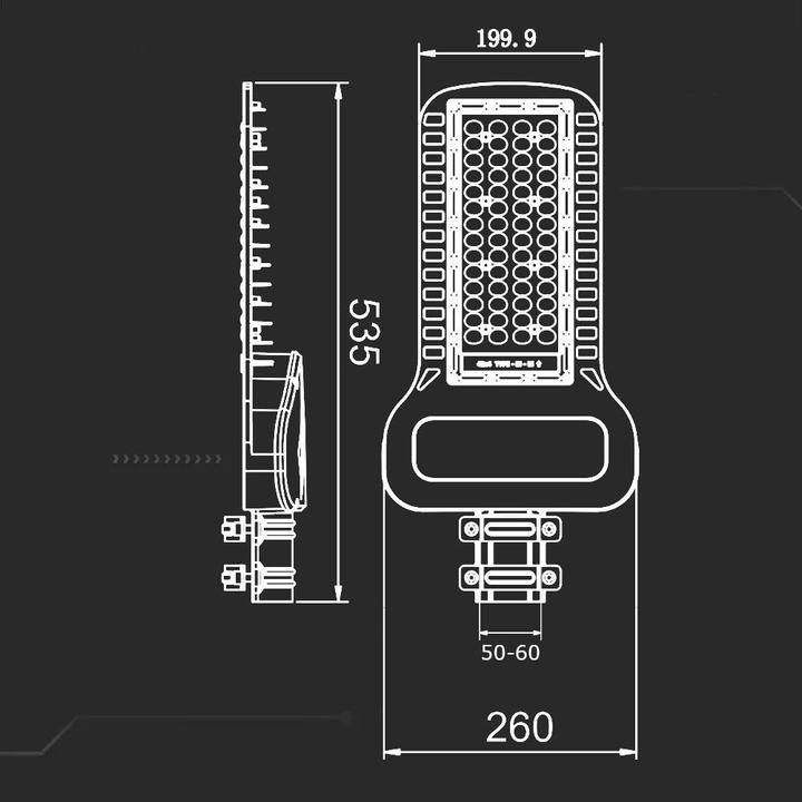 Produktbild V-TAC Oprawa Uliczna LED SAMSUNG CHIP 150W Soczewki 110st 135lm/W VT-154ST 4000K 20300lm 5 Lat (20300 lm, IP65)