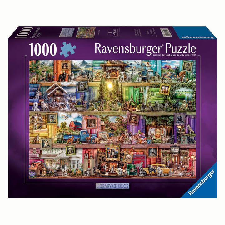 Actual product image Ravensburger Puzzle 1000 dogs in the library (1000 pieces)