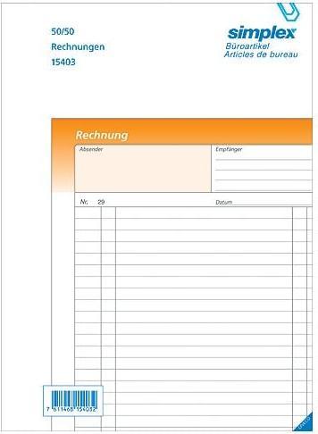 Simplex Carnet de notes autocopiant Factures Oneco (100 x)