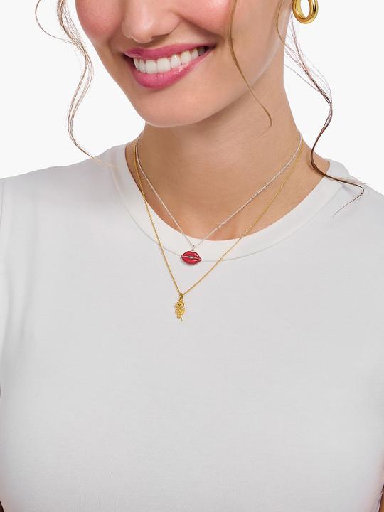 Actual product image Thomas Sabo Gold-plated chain with rose pendant (925 silver, 750 yellow gold gilding, 38 - 45 cm)