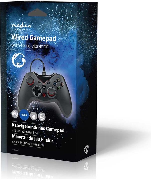 Actual product image Nedis Gamepad | USB Type-A | Power supply via USB | PC | Number of buttons: 12 | Cable length: 1.60 m (PC)