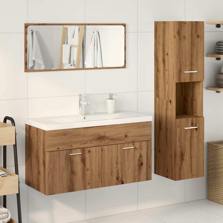 Produktbild VidaXL 4-tlg. Badmöbel-Set Artisan-Eiche Holzwerkstoff Badmöbelset