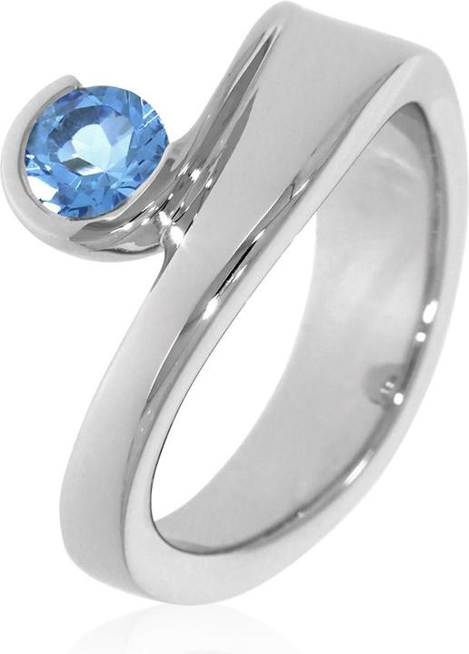 Actual product image Xen Ring with 5 mm blue topaz approx. 0.54 ct. rhodium-plated (54, 925 Silver)