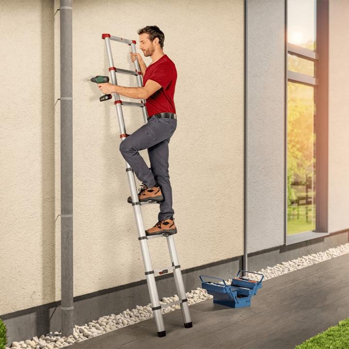 Immagine prodotto Hailo FlexLine, scala telescopica di sicurezza in alluminio, 9 pioli (Scala singola, 264 cm)