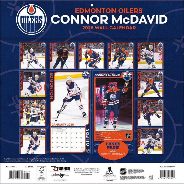 Actual product image NHL - Edmonton Oilers - Connor McDavid - 30.5 x 30.5 cm Player Wall Calendar 2025 (30.5 x 30.5 cm, French, Italian, Spanish, German, English)