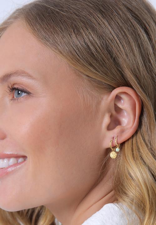 Actual product image Elli Earrings Creoles Plate Opal Gemstone Set of 2 925 Silver (925 sterling silver, Synthetic Opal)