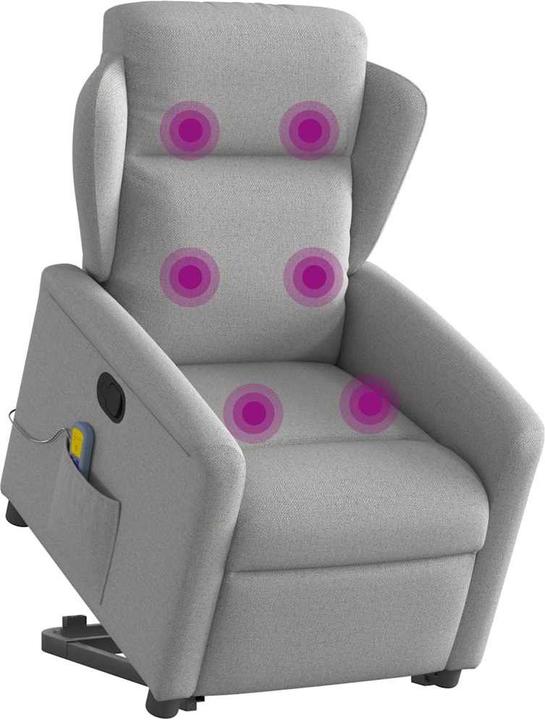 Actual product image VidaXL Massage chair with stand-up aid electric cloud grey fabric