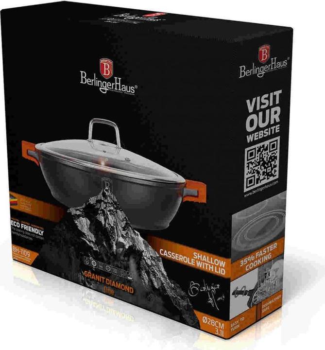 Productafbeelding BerlingerHaus GRANIETPOT DIAMANT 28cm 3.1l BH-1109 (28 cm, Kookpotten en pannenset, Aluminium)