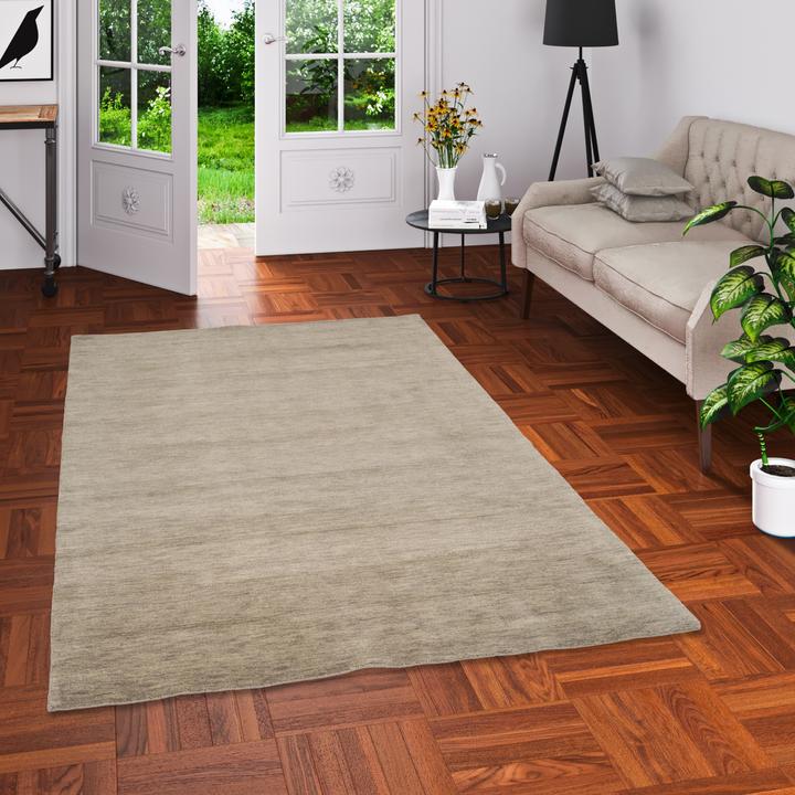 Produktbild Pergamon Wolle Natur Teppich Gabbeh Einfarbig (90 x 160 cm)