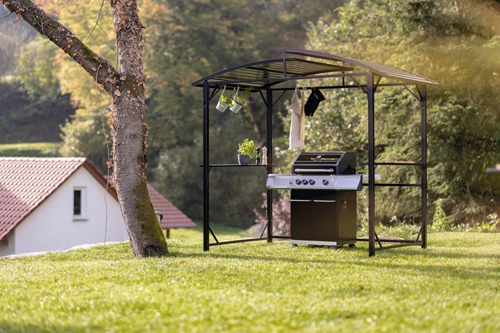 Immagine prodotto Grillfürst Padiglione barbecue in acciaio premium con tetto in metallo resistente alle intemperie (248 cm, 156 cm)