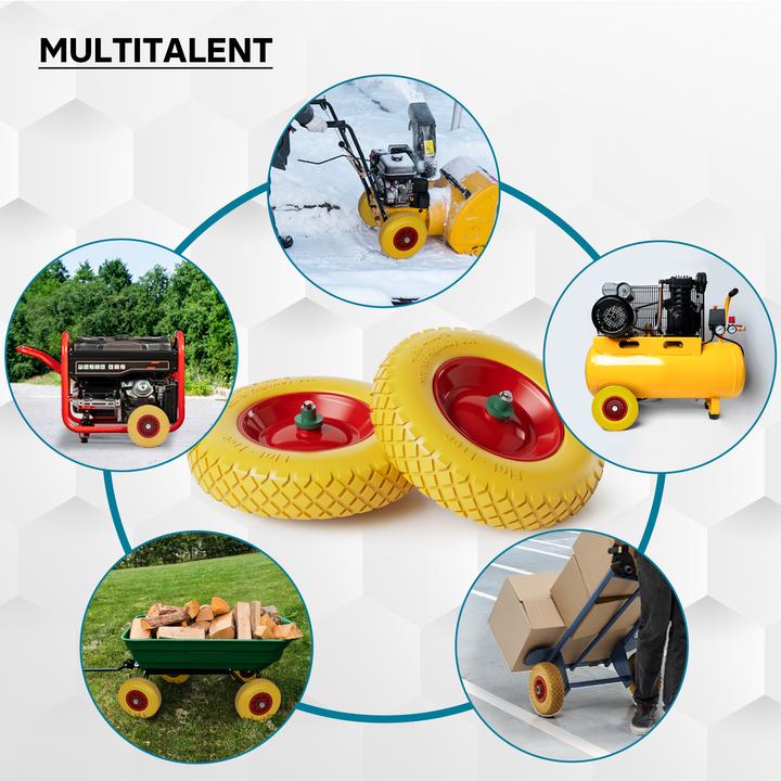Produktbild Wiltec Schubkarren PU Rad 4.00-8 160kg Vollgummi Polyurethan Reifen pannensicher