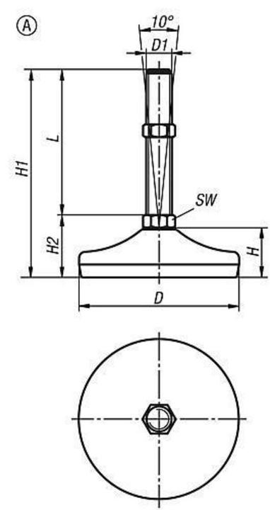 Produktbild Kipp Stellfuss K0739, Edelstahl, Form A