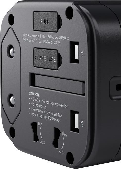 Produktbild Aukey PA-TA01 White Universal Travel Adapter with 1xUSB-C and 2x