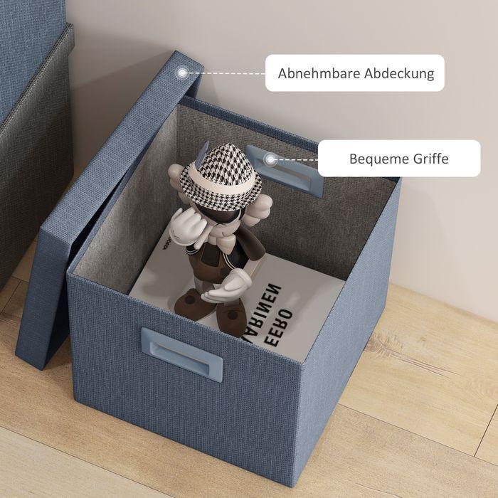 Image du produit Swisshandel24 Aufbewahrungsbox 2er-Set Stapelbare Aufbewahrungswürfel für Wohnzimmer, Blau (30 x 30 x 29 cm, 26 l)