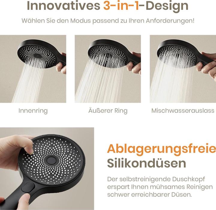 Image du produit Emke Système de douche avec thermostat Noir mat Kit de douche complet Douche à effet pluie avec