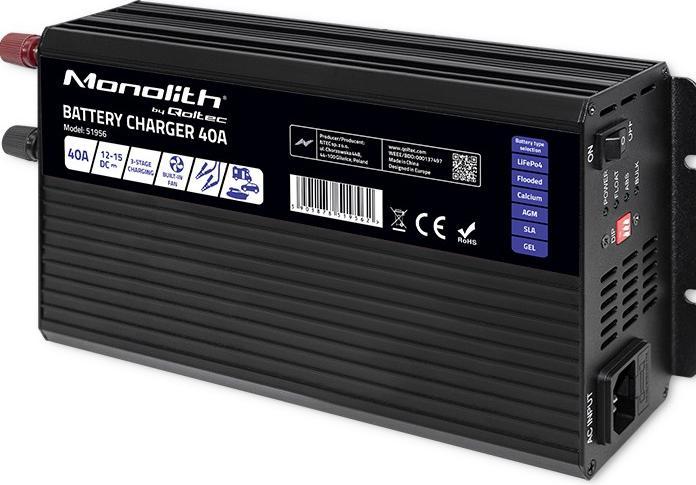 Actual product image Qoltec ładowarka Do Akumulatorów Lifepo4 Agm Gel Sla | 40a | 12v (12V, 40 A)