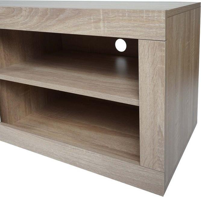 Image du produit Mendler Rack TV HWC-L33, bois 43x140x41cm Compartiment de rangement, aspect chêne, blanc
