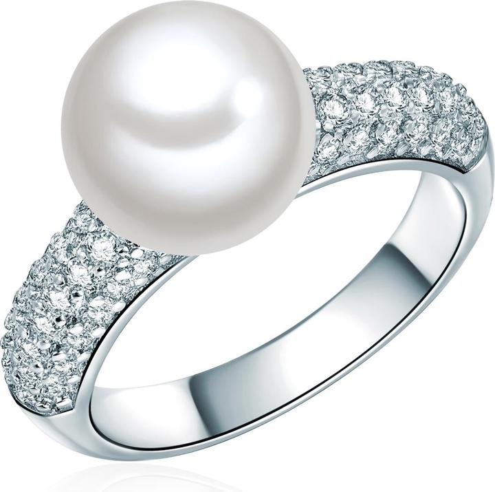 Lulu & Jane Damen Messing Zirkonia Muschelkernperle silber - 29447