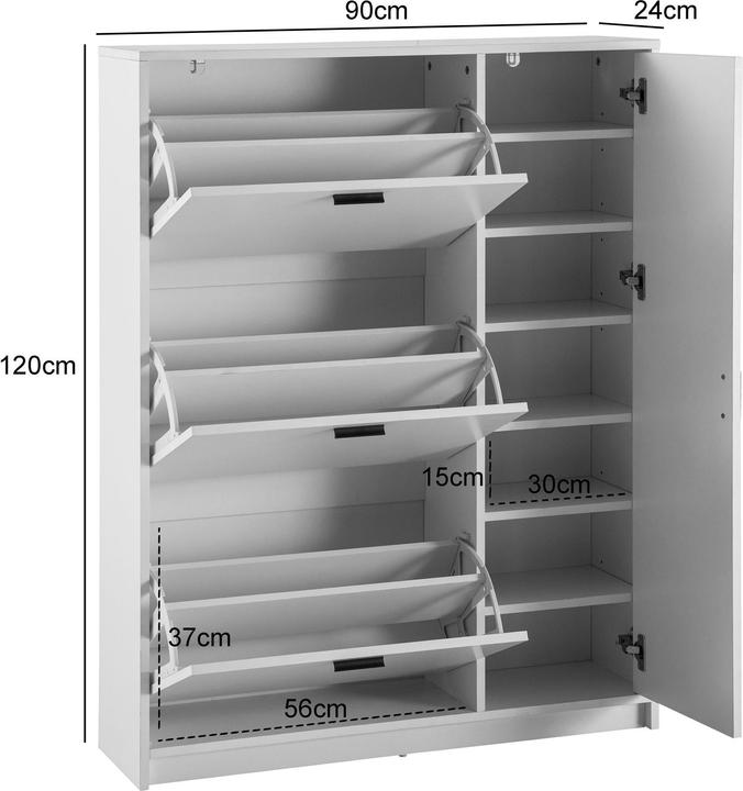 Produktbild Wohnling Weiss (90 x 24 x 120 cm)