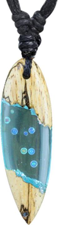 Produktbild Star Piercing Halskette schwarz Anhänger Surf Ozean Epoxy aqua aus Tamarind Holz (Organisch, ohne Messing)