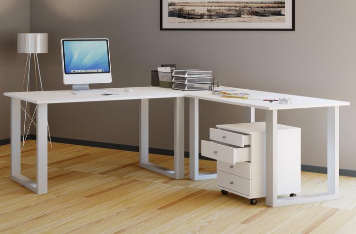 Produktbild VCM Büromöbel Eckschreibtisch Lona 50 U Alu Weiss (190 x 130 x 50 cm)