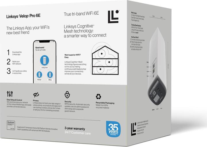 Produktbild Linksys VELOP MX6200 AXE5400 3PK