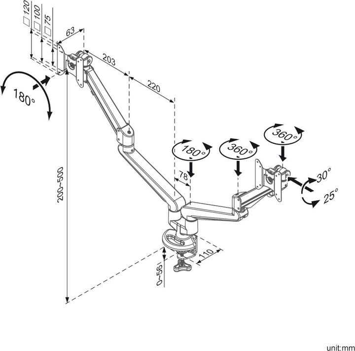 Image du produit Roline Double bras LCD pneumatique (Tables)
