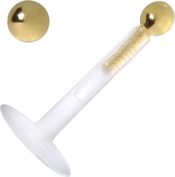 Image du produit Bijouteria Piercing pour lèvre/Tragus (Bioplastique, Or)