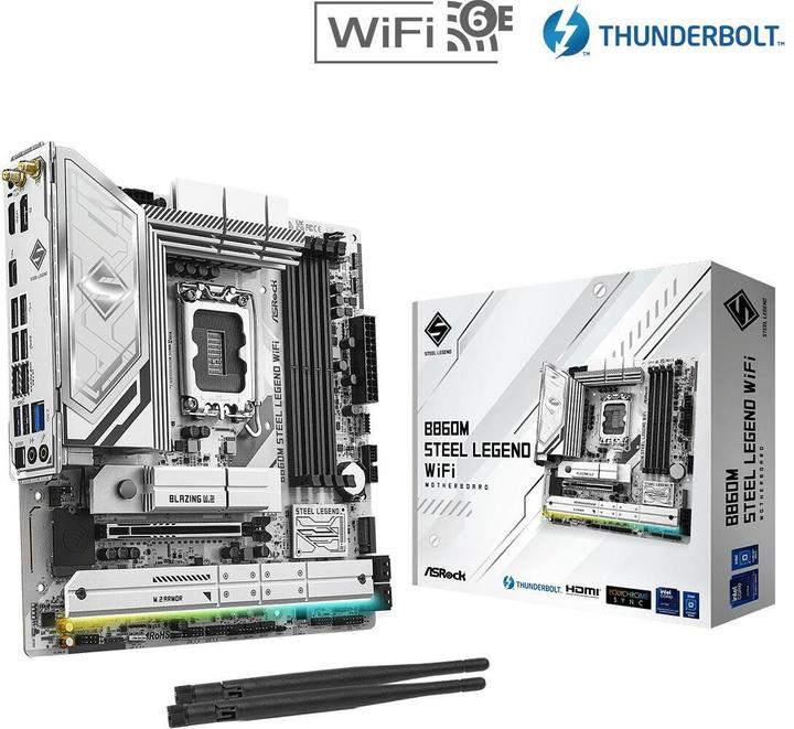Actual product image AsRock B860M Steel Legend WiFi DDR5 Intel S retail (LGA 1851, Intel B860, mATX)