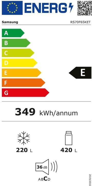 Label énergétique Samsung RS70F65KETWS (640 l)