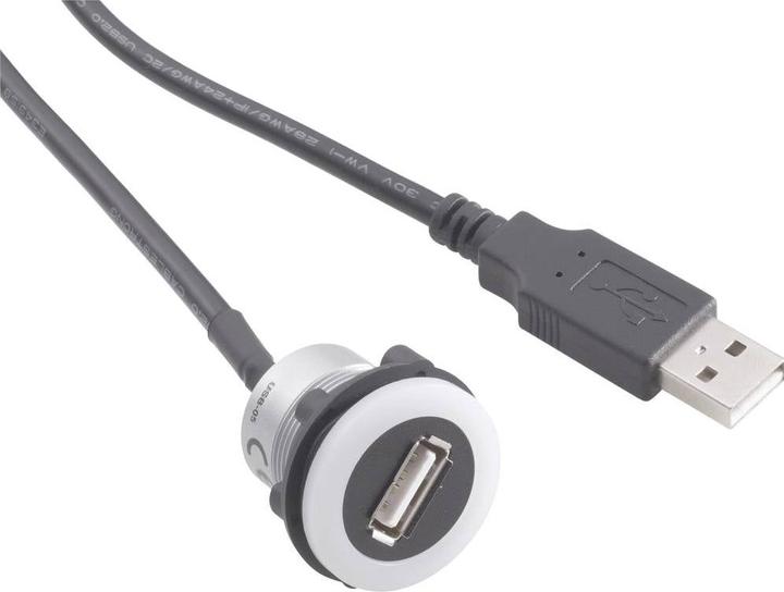Produktbild Tru Components USB-Einbaubuchse Buchse, Einbau USB-05-BK USB-Buchse Typ A, beleuchtet auf USB-Stecker Typ A mit 60