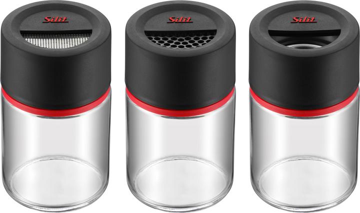 Silit Gewürzstreuer Set 3tlg Gewürzdose Gewürzstreuer Gewürzglas 100ml Glas Storio (Kräuter)