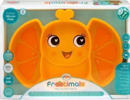 Actual product image Kids Euroswan Frootimals silicone plate OrangieFly orange non-slip
