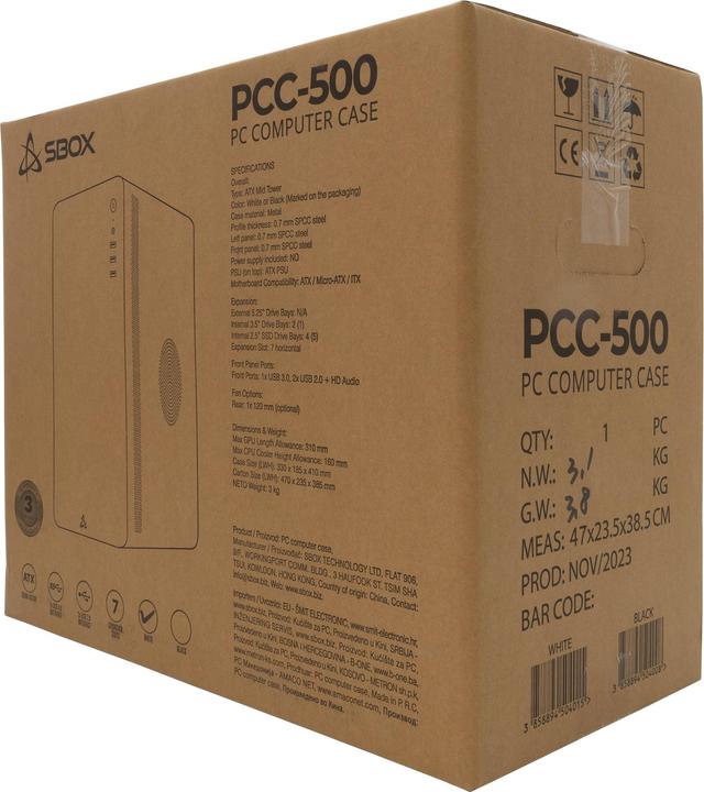 Image du produit Sbox PCC-500 Blanc ATX (mATX, ITX, ATX)